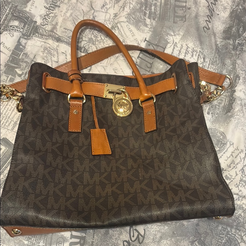 Michael Kors Dark Brown and Tan Shoulder Bag